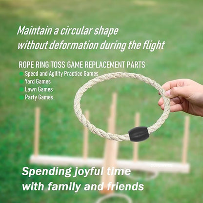8 Pack Sisal Rope Ring Toss Game Replacement Parts for Adults and Kids, Outdoor Toss Rings for