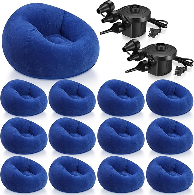 Realspring 12 Pcs Bean Bag Chairs for Adults Inflatable Chairs with Electric Air Pump,Blow up Couch
