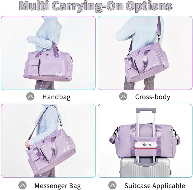 FIORETTO Women's Gym Duffle Bag with Shoes Compartment, 37L Capacity, Ideal for Travel, Gym