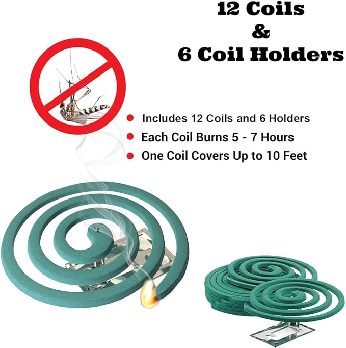 W4W Mosquito Repellent Coils - Outdoor Use Reaches Up to 10 feet - Each Burns for 5-7 Hours (Three