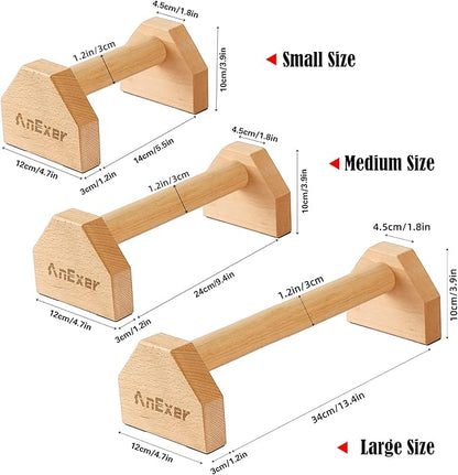 Push Up Stands, Handstand Parallettes Bars, Solid Wood Push Up Bars with Non-Slip Mat Push up