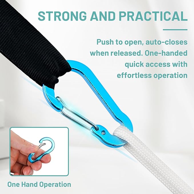 Multi-Pack Aluminum Carabiner Clips, 2" Ultra-Light Spring & Locking for Key,Hiking, Outdoor