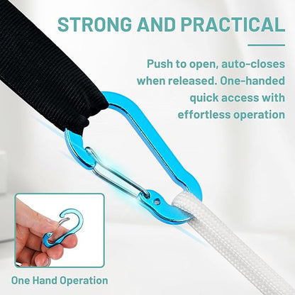 Multi-Pack Aluminum Carabiner Clips, 2" Ultra-Light Spring & Locking for Key,Hiking, Outdoor