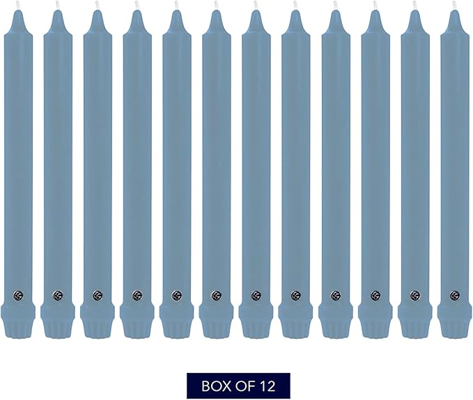 Colonial Candle Unscented Taper Candle, Classic Collection, Wedgewood, 10 in, Pack of 12 - Up to 8