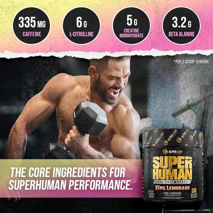 ALPHA LION Core Pre Workout with Creatine for Performance, Beta Alanine for Muscle, L-Citrulline