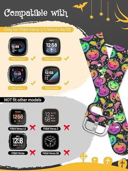 Watbro Halloween Holiday Band Compatible with Fitbit Versa 3 / Sense/Fitbit Versa 4 / Sense 2 Bands