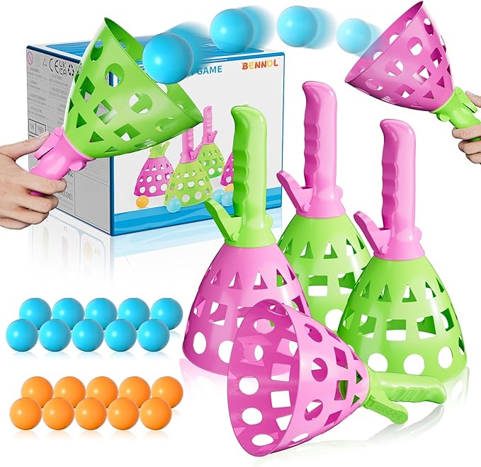 Bennol Outdoor Game Toys for Kids Boys with 20 Balls, Pop Pass Catch Ball Game Outside Toys Gifts