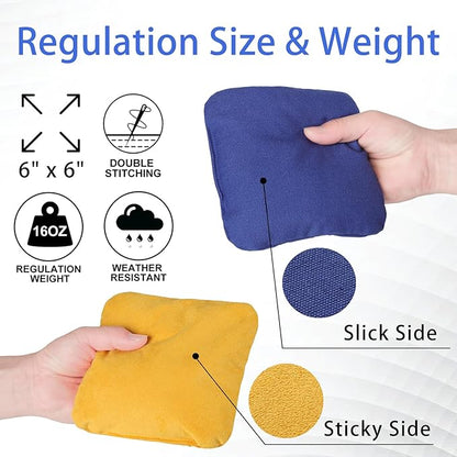 EunHo Dual Sided Cornhole Bags Regulation Set of 8 Professional Cornhole Bean Bags Slick and Stick