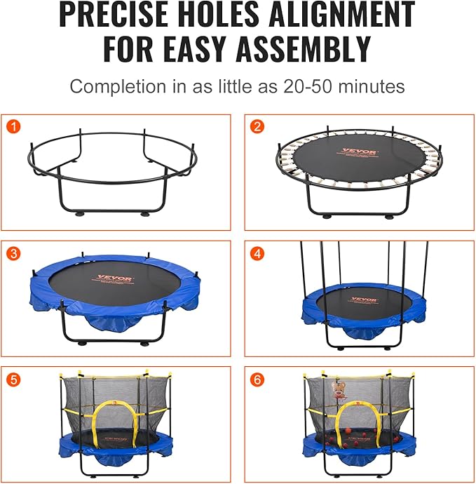VEVOR 5FT Trampoline 50"/55"/56 * 35" for Indoor/Outdoor use for Toddlers, Foldable Mini Baby with
