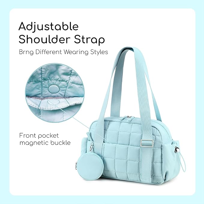 CAMTOP Mini Gym Bag for Women, Small Gym Tote Bag Puffy Quilted Sports Duffel Bag with Wet