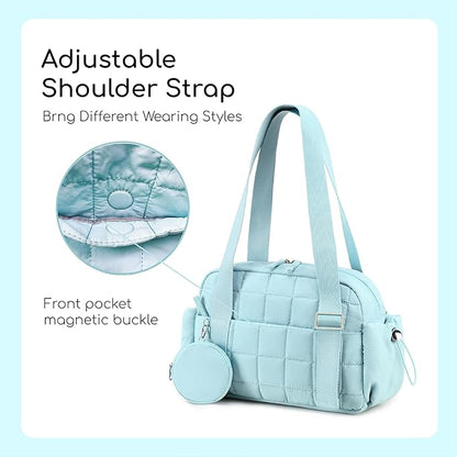 CAMTOP Mini Gym Bag for Women, Small Gym Tote Bag Puffy Quilted Sports Duffel Bag with Wet