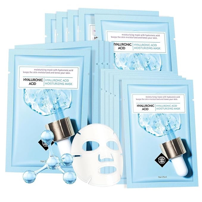 Face Sheet Mask Skincare for Women, Hyaluronic Acid Face Masks Sheets Skincare, Hydrating Sheets