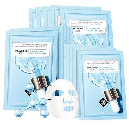 Face Sheet Mask Skincare for Women, Hyaluronic Acid Face Masks Sheets Skincare, Hydrating Sheets