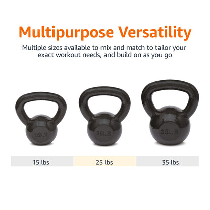 Amazon Basics Cast Iron Kettlebell for Strength Training, Wide Handle with Comfortable Grip, 35