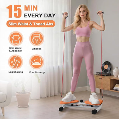 Waist Twister Machine, Ab Twister Board with Resistance Bands - 300 lbs Capacity Home Exercise