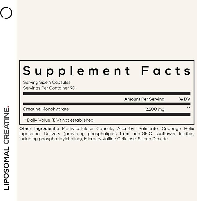 Codeage Liposomal Creatine Monohydrate Supplement, Pure Creatine 2500mg - 3 Months Supply