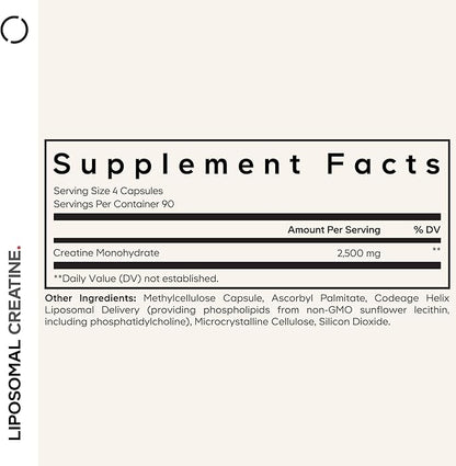 Codeage Liposomal Creatine Monohydrate Supplement, Pure Creatine 2500mg - 3 Months Supply