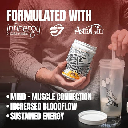 Gauntlet Pre-Workout Powder, Explosive Workouts, Laser Focus, Mid Stim, Amazing Flavor, Veteran