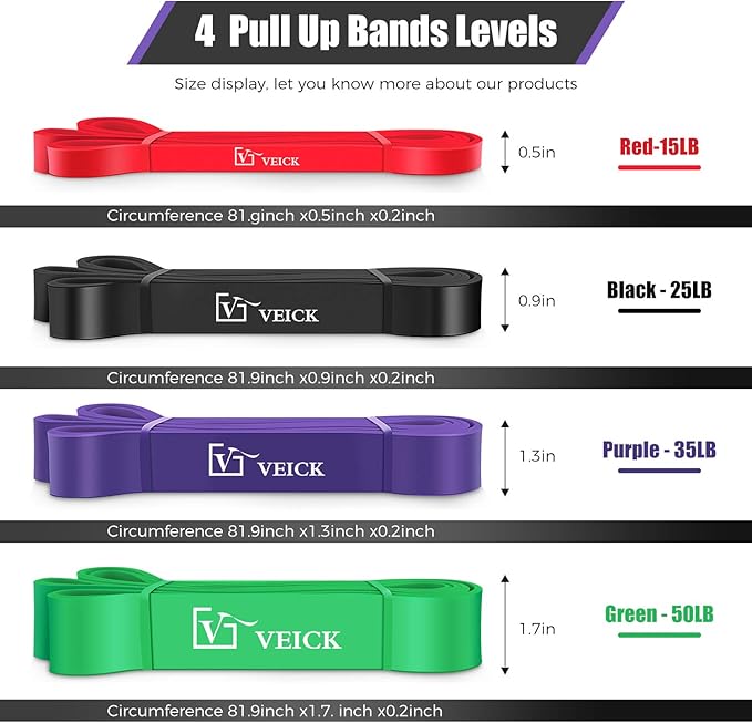 VEICK Resistance Bands for Working Out, Exercise Bands, Workout Bands, Pull Up Assistance Bands