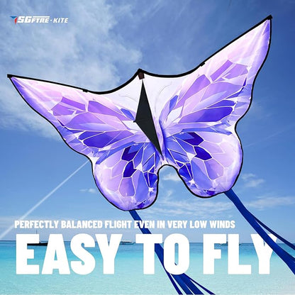 Golden Butterfly Design Kites ，Outdoor Work Colorful Kite Long Tails，Easy to Fly ，Outdoor Flying