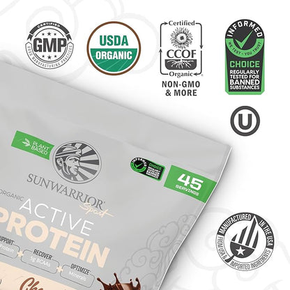 Sunwarrior Organic Plant Based Protein Powder | Vegan Organic Protein Powder with BCAA Amino Acids