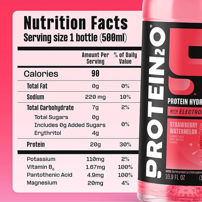 Protein2o Hydration Drink - 2-in-1 Liquid Clear Whey Protein Isolate and Electrolyte Drink - 20g