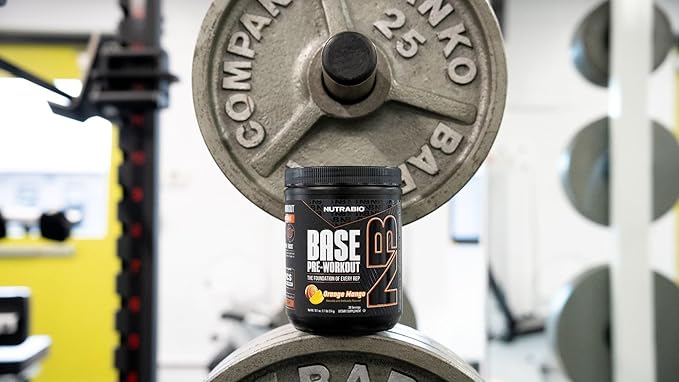 NutraBio Base Pre-Workout Powder 200mg Caffeine, Sustained Energy, Focus, Endurance, Pump, Sugar