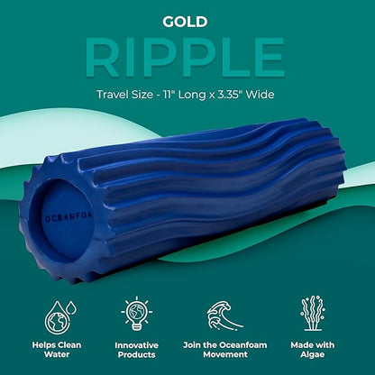 Oceanfoam Ripple Travel Foam Roller (11" x 3.35") Firm Mini Foam Roller for Physical Therapy, Deep