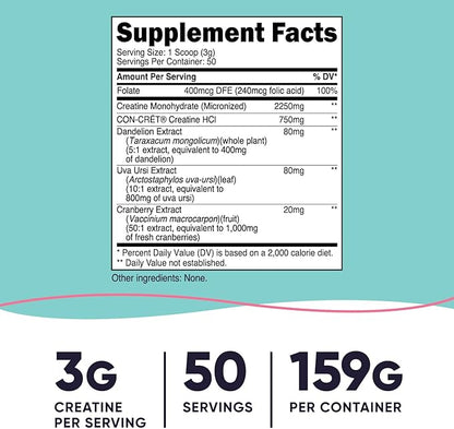 Nutricost Creatine Monohydrate Powder for Women, Micronized, Unflavored, 50 Servings - Vegetarian