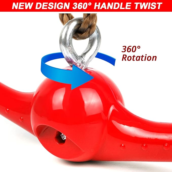 Ninja-Twister Swing Spins Set: Slackline Attachments - 360° Handle Twist-Spin Flips Toy Activate