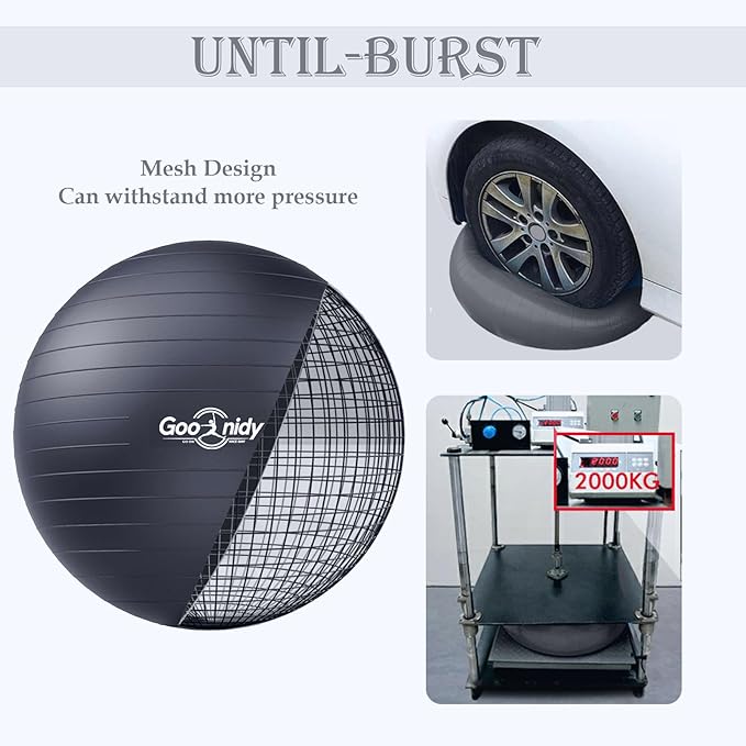 Soft Exercise ball, Anti-Burst Yoga Ball Chair Supports 2200lbs, Workout Equipment w/ Pump for