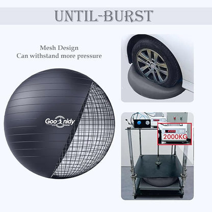 Soft Exercise ball, Anti-Burst Yoga Ball Chair Supports 2200lbs, Workout Equipment w/ Pump for