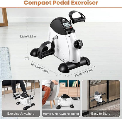 Mini Exercise Bike, AGM Under Desk Bike Pedal Exerciser Foot Cycle Arm & Leg Pedal Exerciser with