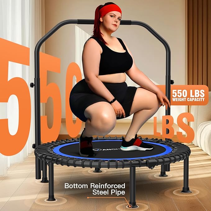ANCHEER 40"/48" Foldable Rebounder Trampoline for Adults/Kids with Resistance Bands and Bungees