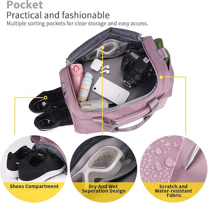 FIORETTO Women's Gym Duffle Bag with Shoes Compartment, 37L Capacity, Ideal for Travel, Gym
