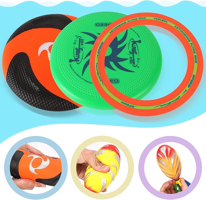 8-in-1 Sports Combo Play Set - Ultimate Outdoor Family Backyard Games with Foam Football, Flying