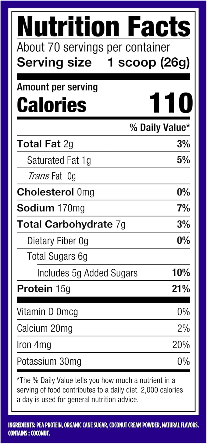 Vega Protein Made Simple Vanilla XL Value Tub (70 Servings) Stevia Free Vegan Protein Powder, Plant