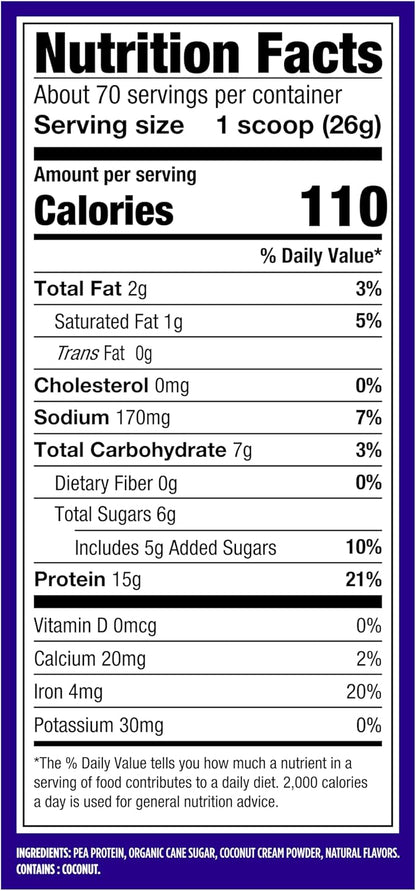 Vega Protein Made Simple Vanilla XL Value Tub (70 Servings) Stevia Free Vegan Protein Powder, Plant