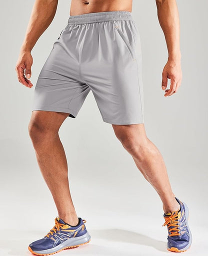 MIER Men's Quick Dry Running Shorts with Zipper Pocket, Elastic Waist Athletic Workout Exercise