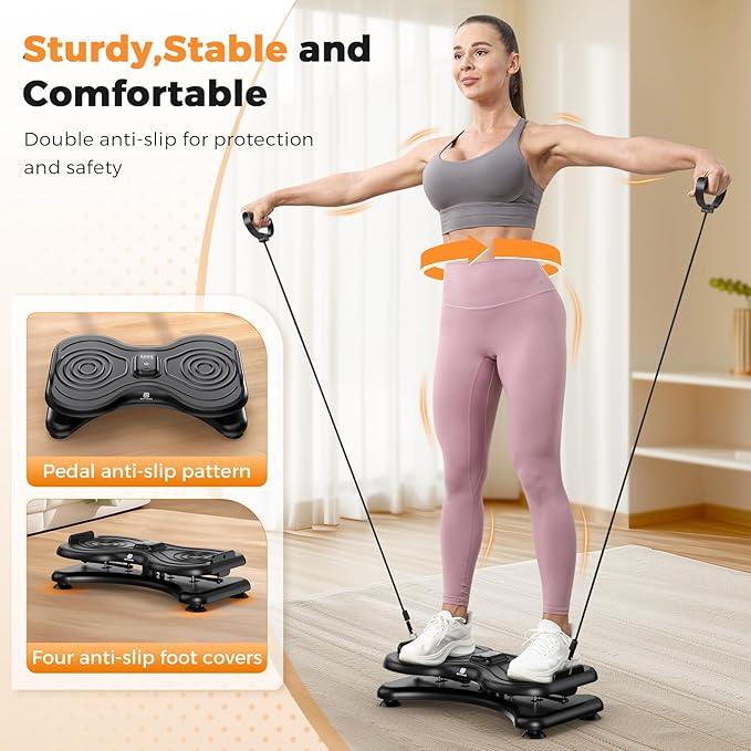 New Waist Twist Board with LCD Display and Resistance Bands, Ab Twister Machine for Abs Workout