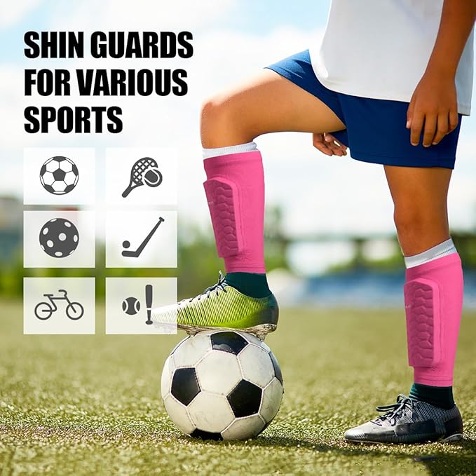 Soccer Shin Guards for Kids Youth Adults, Shin Guard Soccer Sleeves for 2-18 Years Old Boys Girls