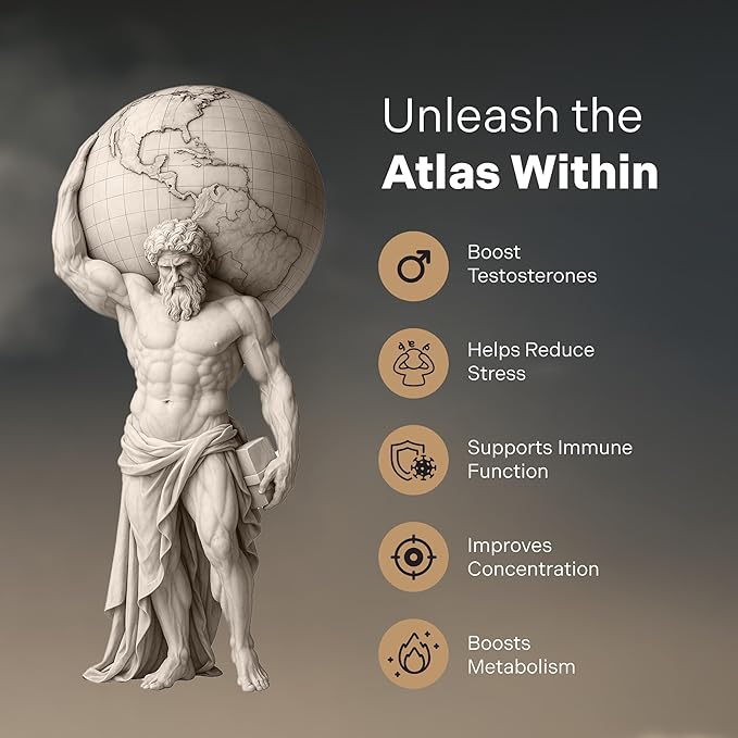 ATLAS X 10-in-1 Masculinity Maximiser Supplement for Men - Energy, Strength & Vitality Capsules