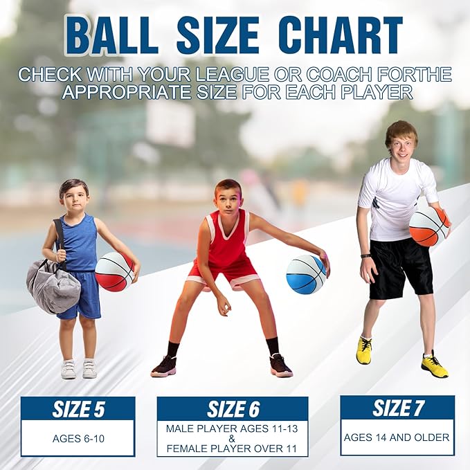 Jenaai 6 Pcs Rubber Basketballs Official Size Bulk Streetballs Multicolor Basket Balls with Pump
