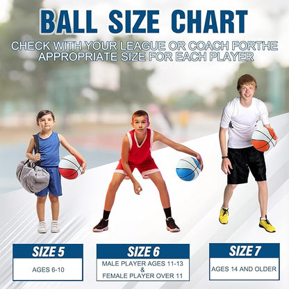 Jenaai 6 Pcs Rubber Basketballs Official Size Bulk Streetballs Multicolor Basket Balls with Pump