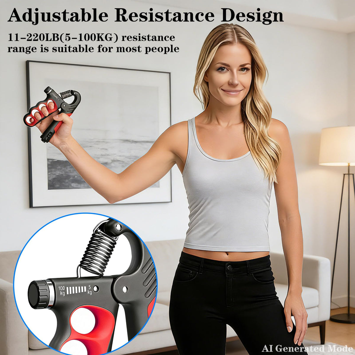 Hautrely 2PCS Hand Gripper Strengthener, 11-220LB Adjustable Resistance Grip Strength Trainer with