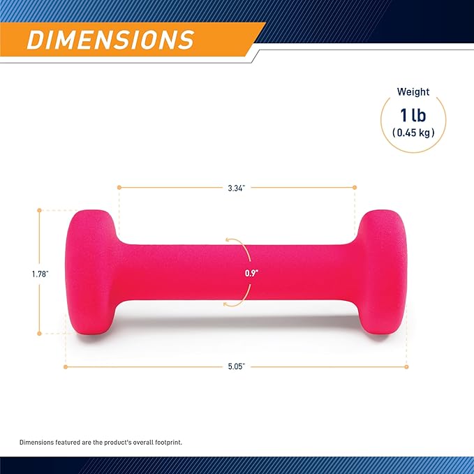 Marcy Colored Neoprene Dumbbell (Sold in Singles or Set) Hand Weights, Exercise Free Weights for