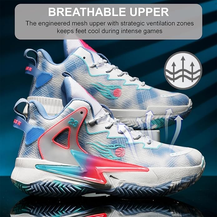 Moodeng Womens Basketball Shoes Breathable Non Slip Sports Shoes Fashion Running Sneakers