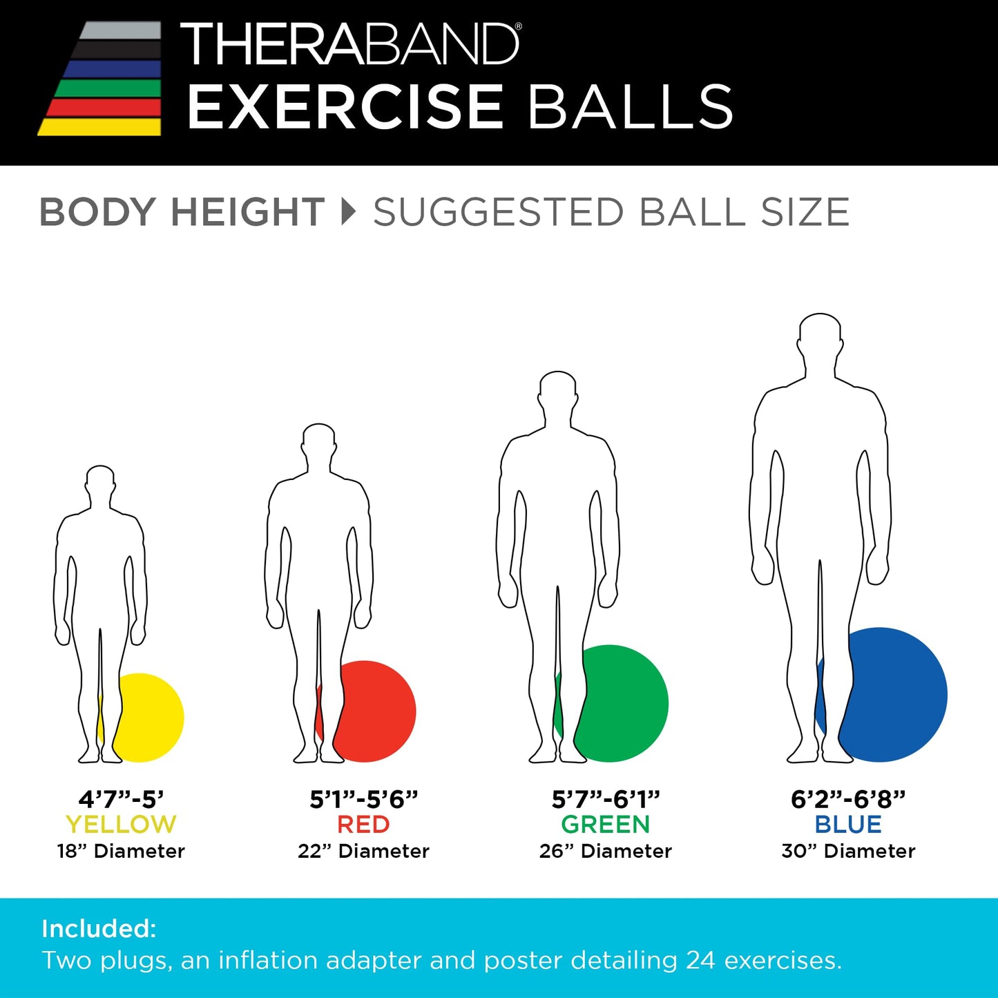 THERABAND Pro Series Exercise Ball, 26", Yoga, Pilates, Balance, Green