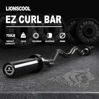 LIONSCOOL Premium 4ft/4.9ft/6ft Barbell for Strength Training and Olympic Weightlifting, 2 Inch Bar