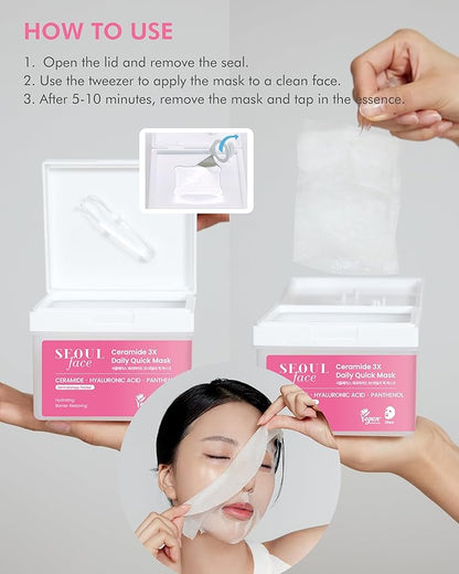 DERMAL Seoul Face Ceramide 3X Daily Quick Mask 36 Sheet ??Korean Skincare Vegan Tencel Facial Masks